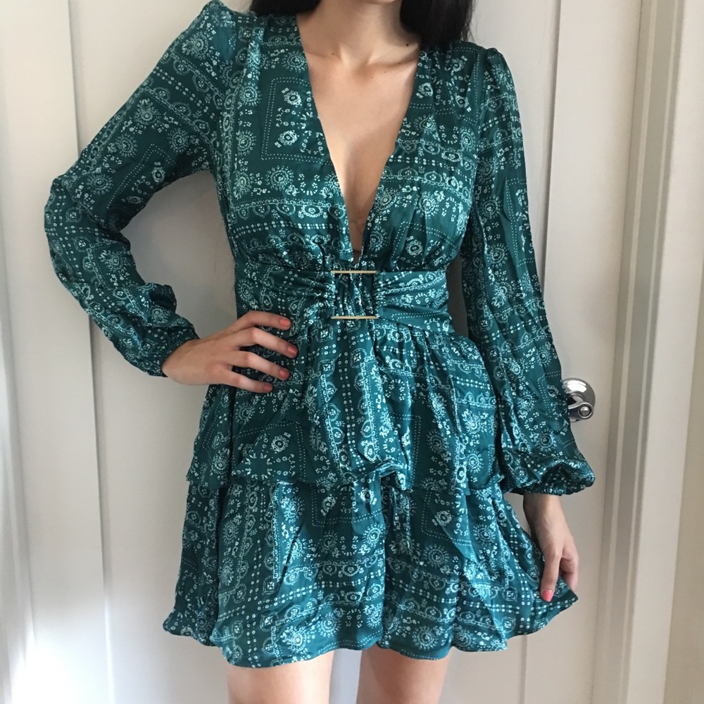 Majorelle Green Silk Dress from Revolve